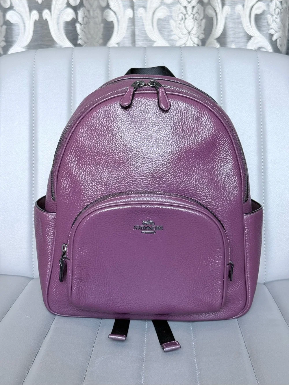 Coach NWOT Court Full Size Leather Backpack in Purple